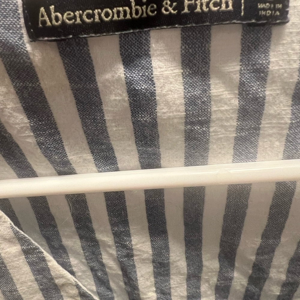 Abercrombie & Fitch Navy and White Vertical Stripe Midi Dress - Picture 9 of 11